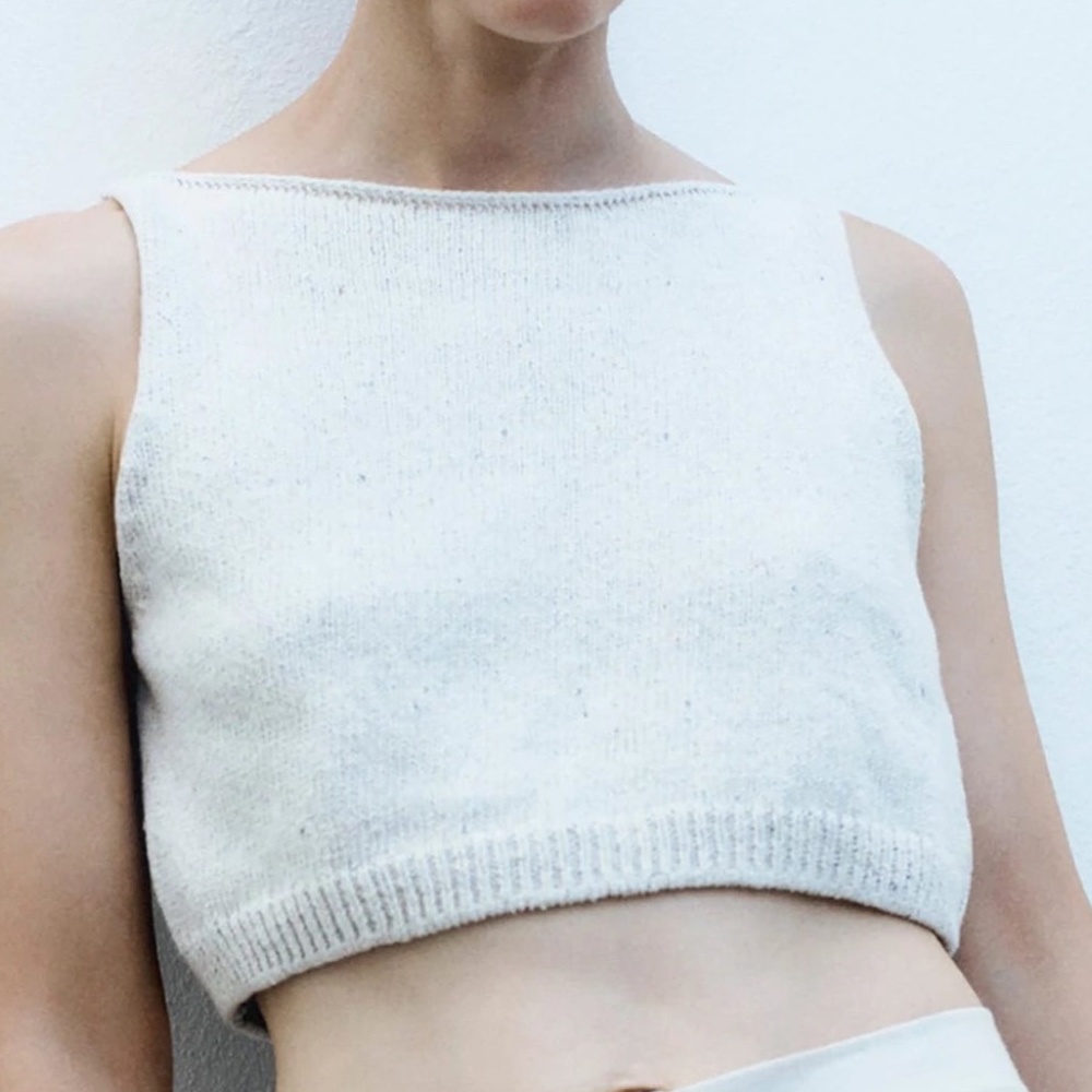 ISO Cordera Knit Heather Cotton Top - Natural